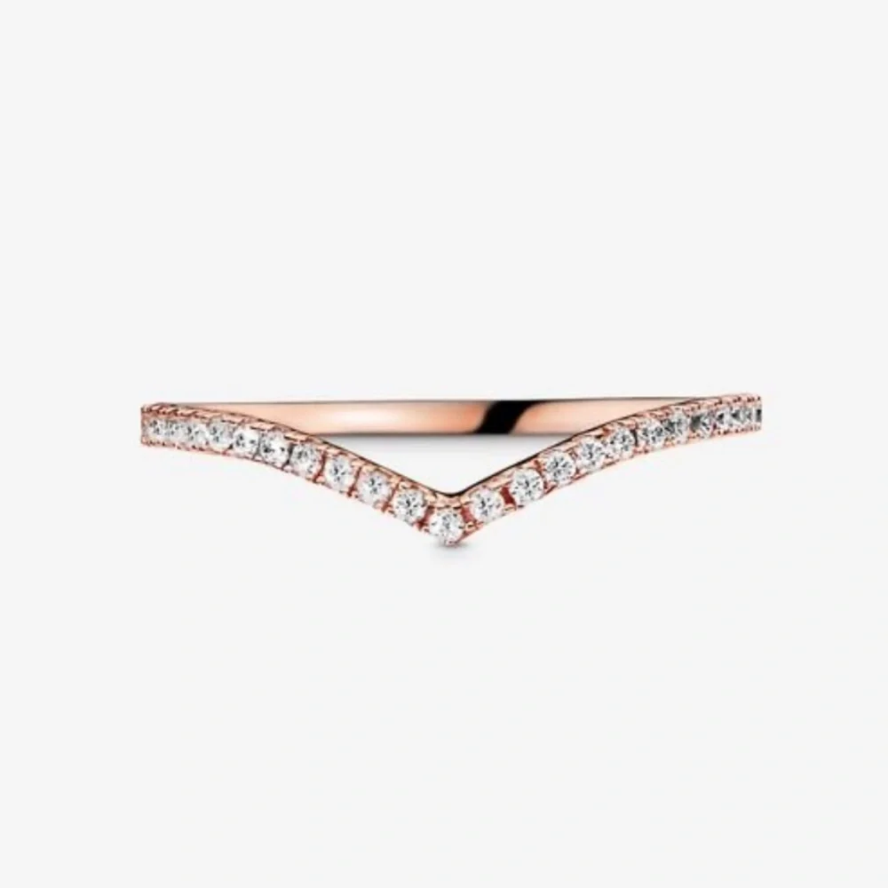 NWT Pandora Sparkling Wishbone Stackable Ring - Picture 1 of 8